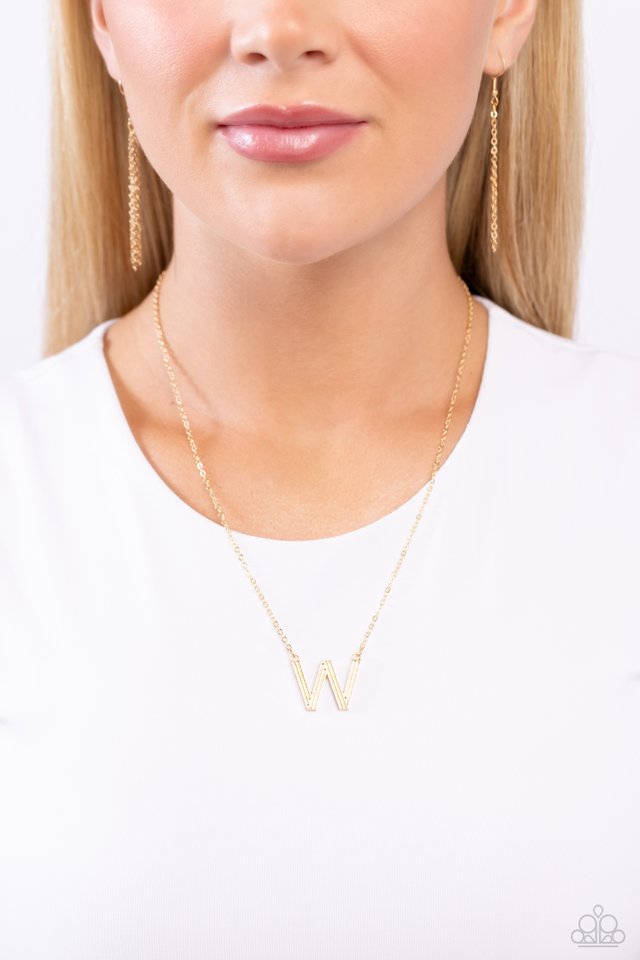 Leave Your Initials - Gold - W - Paparazzi Necklace Image