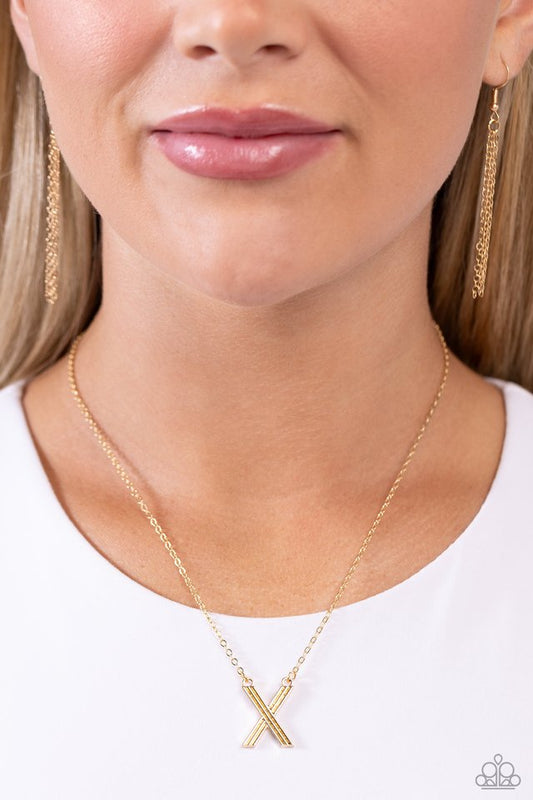 Leave Your Initials - Gold - X - Paparazzi Necklace Image