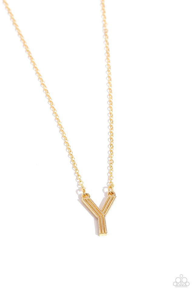 Leave Your Initials - Gold - Y - Paparazzi Necklace Image