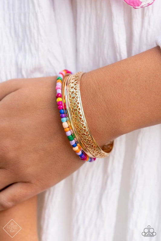 Multicolored Medley - Gold - Paparazzi Bracelet Image