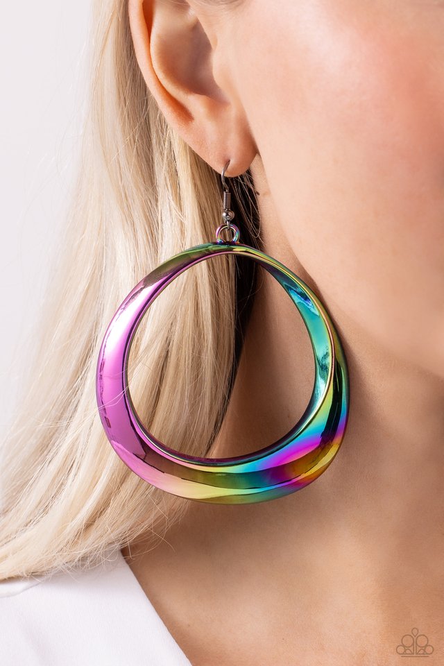 Asymmetrical Action - Multi - Paparazzi Earring Image