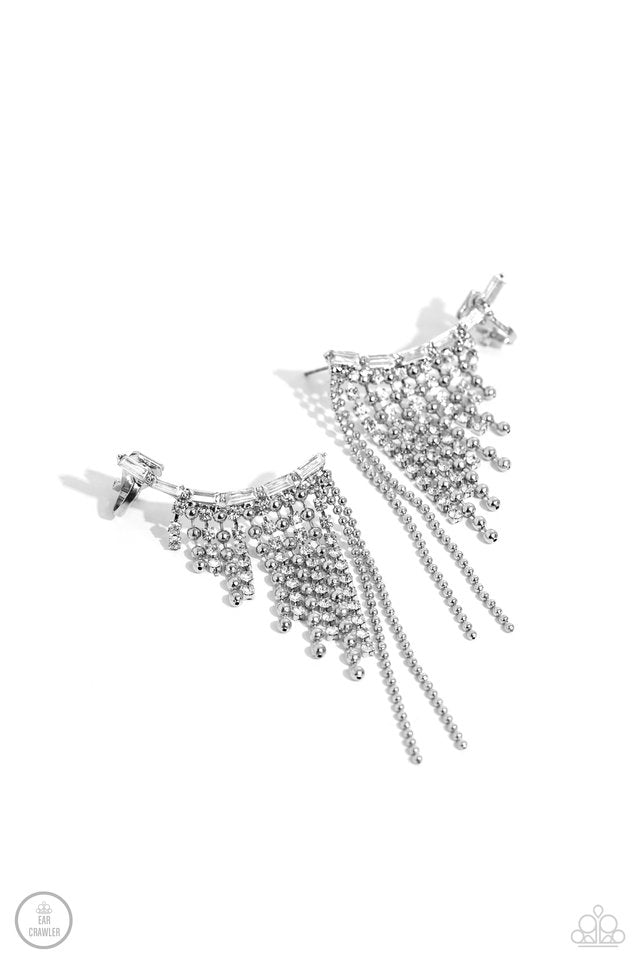 Tapered Tease - White - Paparazzi Earring Image