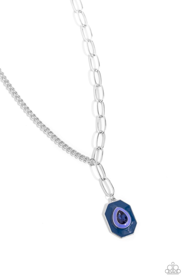 Hexagonal Hallmark - Blue - Paparazzi Necklace Image