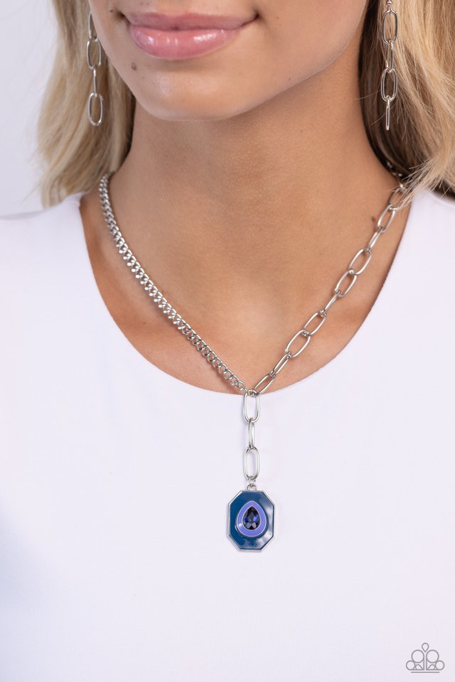 Hexagonal Hallmark - Blue - Paparazzi Necklace Image