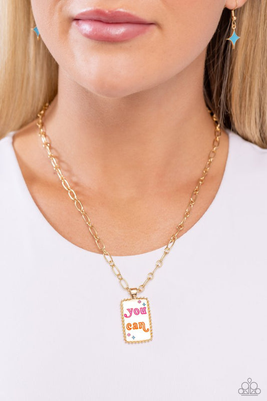 Yes You Can - Gold - Paparazzi Necklace Image