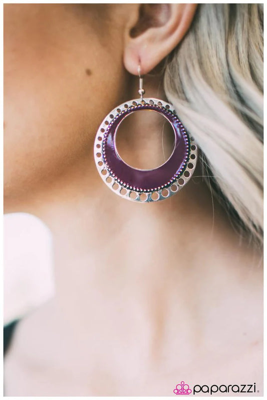 Paparazzi Earring ~ Spinning With Style - Purple