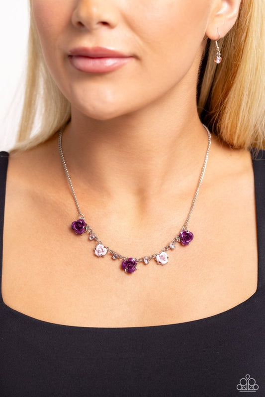 Strike a ROSE - Purple - Paparazzi Necklace Image