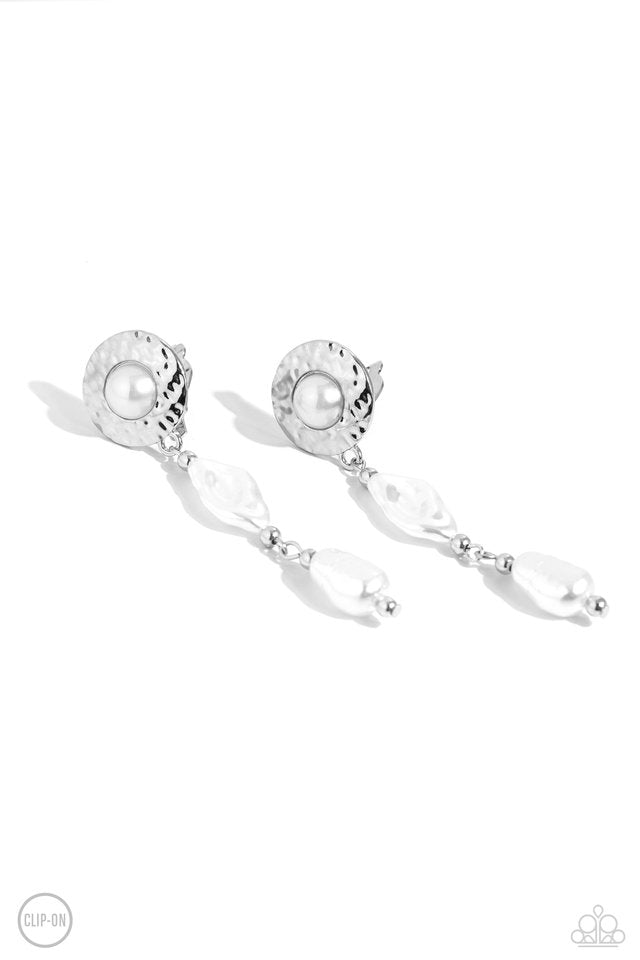 Modest MVP - White - Paparazzi Earring Image