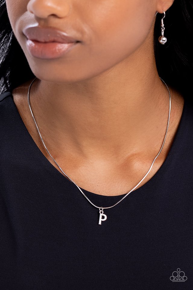 Seize the Initial - Silver - P - Paparazzi Necklace Image