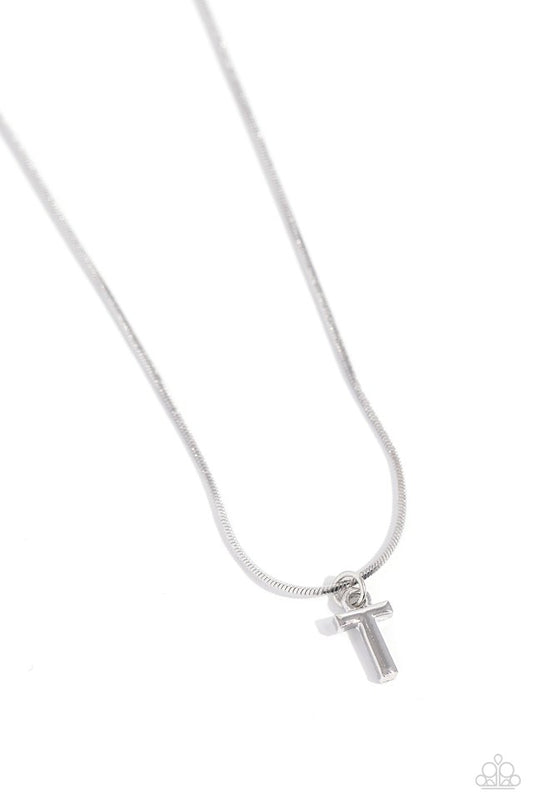 Seize the Initial - Silver - T - Paparazzi Necklace Image
