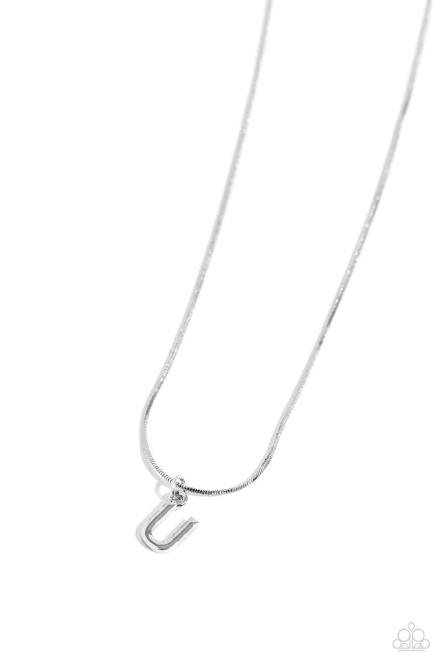 Seize the Initial - Silver - U - Paparazzi Necklace Image
