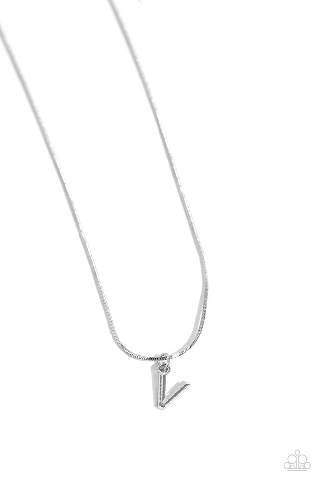 Seize the Initial - Silver - V - Paparazzi Necklace Image