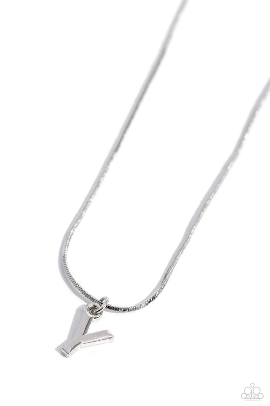 Seize the Initial - Silver - Y - Paparazzi Necklace Image