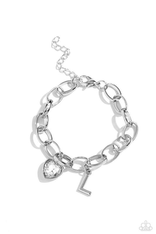 Guess Now Its INITIAL - White - L - Paparazzi Bracelet Image