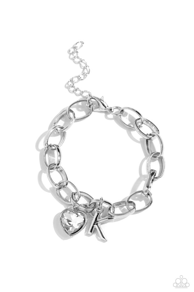 Guess Now Its INITIAL - White - K - Paparazzi Bracelet Image
