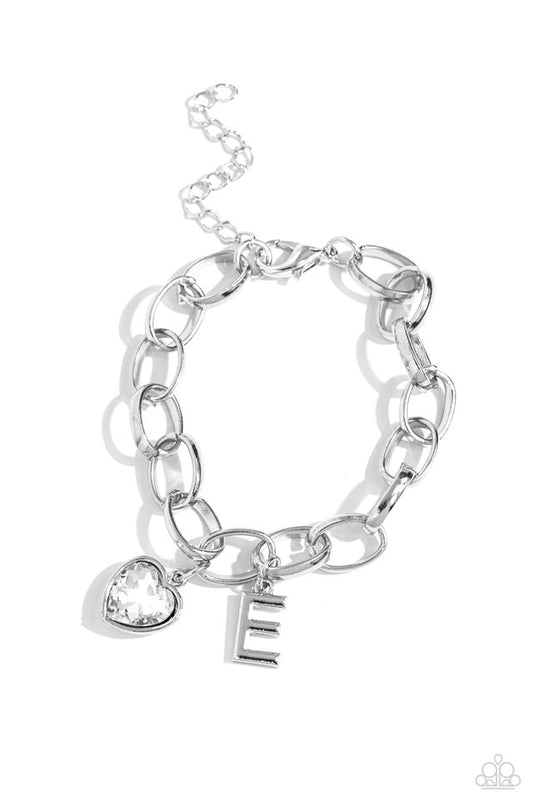Guess Now Its INITIAL - White - E - Paparazzi Bracelet Image