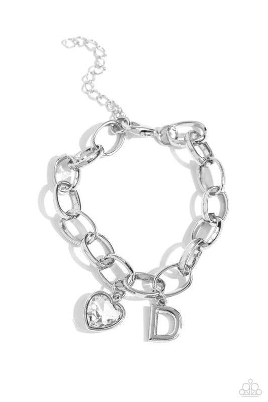 Guess Now Its INITIAL - White - D - Paparazzi Bracelet Image
