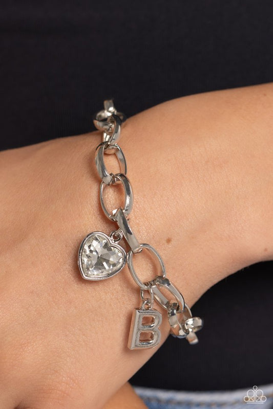 Guess Now Its INITIAL - White - B - Paparazzi Bracelet Image