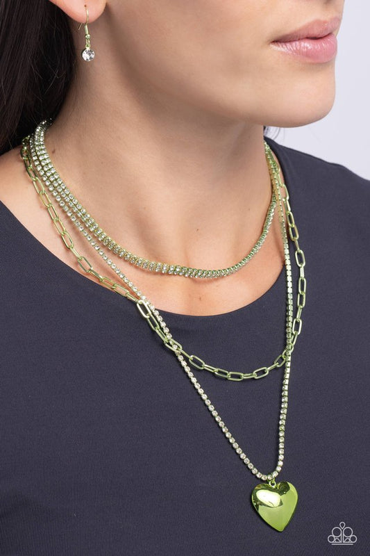 Caring Cascade - Green - Paparazzi Necklace Image