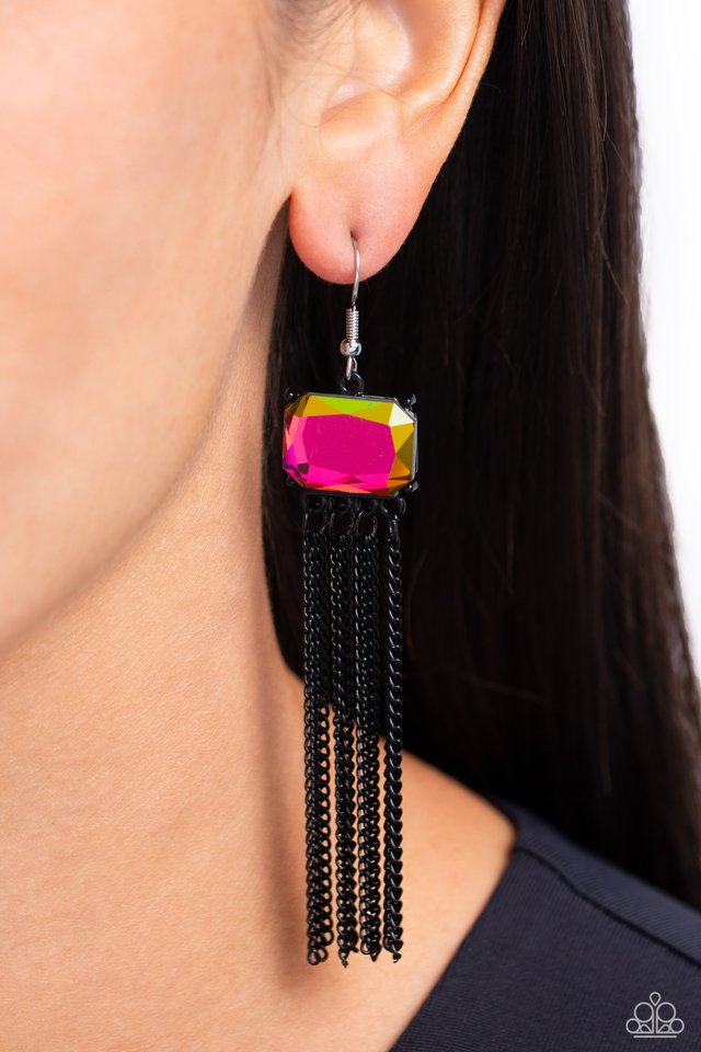 Dreaming Of TASSELS - Black - Paparazzi Earring Image