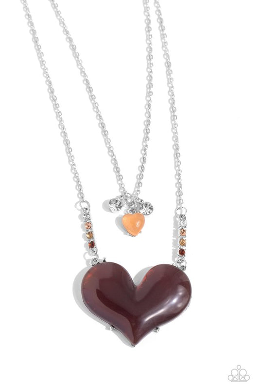 Heart-Racing Recognition - Brown - Paparazzi Necklace Image