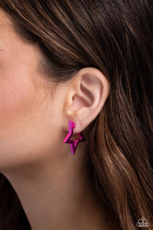 In A Galaxy STAR, STAR Away - Pink - Paparazzi Earring Image