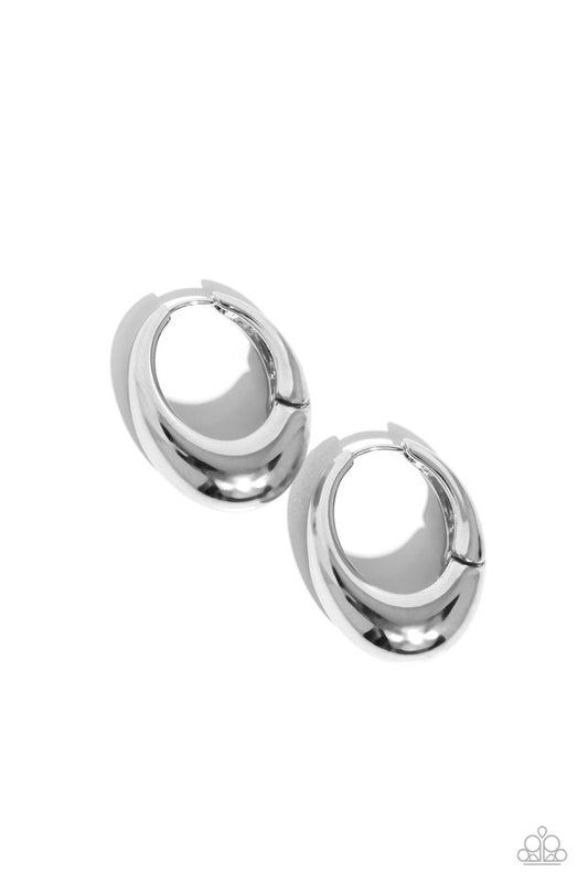 Oval Official - Silver - Paparazzi Earring Image