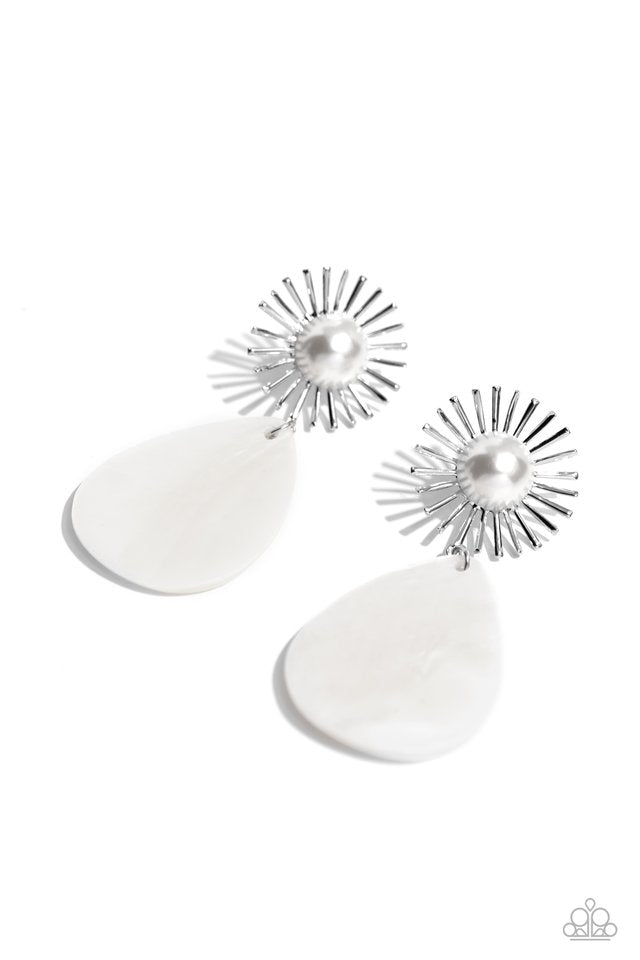 Sunburst Sophistication - White - Paparazzi Earring Image