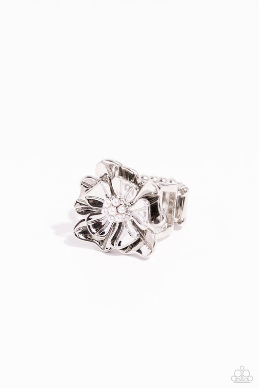 Pampered Petals - White - Paparazzi Ring Image