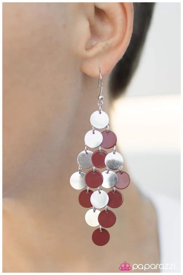 Paparazzi Earring ~ Funky Town - Red