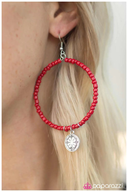 Paparazzi Earring ~ Luck of The Irish  - Red