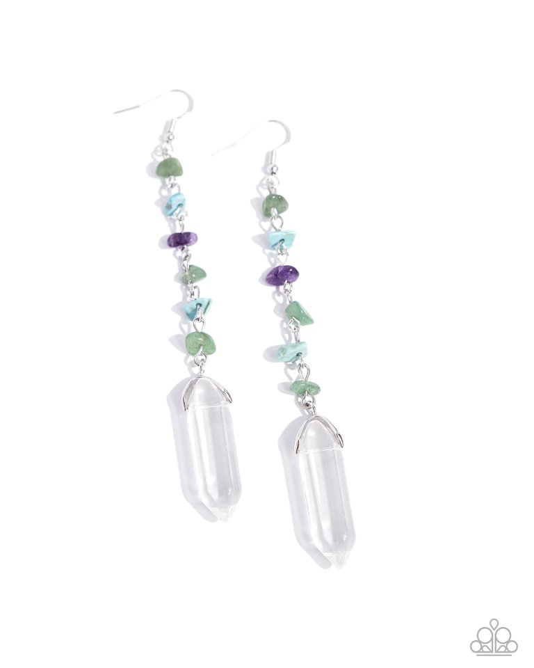 Quartz Qualification - Green - Paparazzi Earring Image