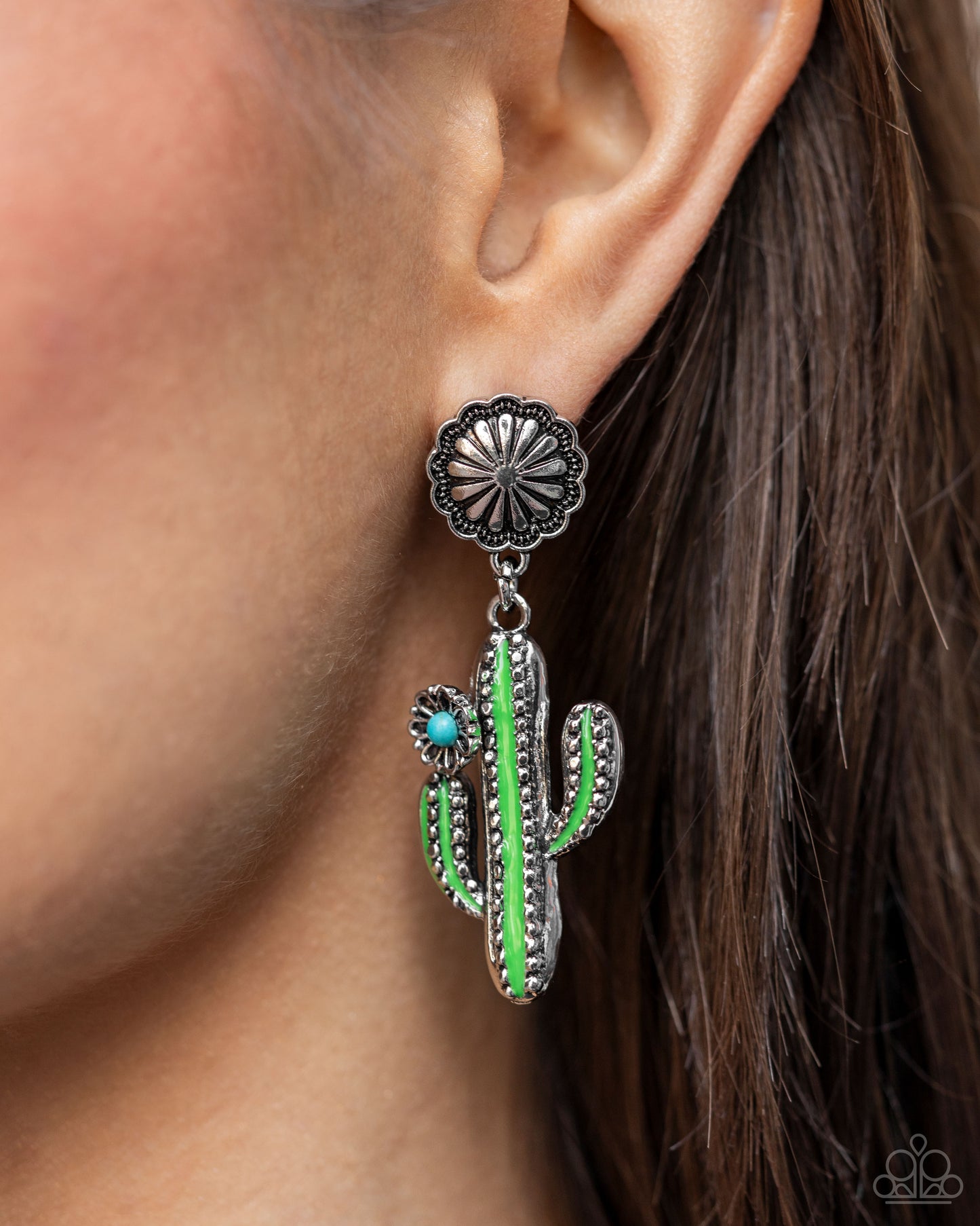 Paparazzi Earring ~ Cactus Craze - Green