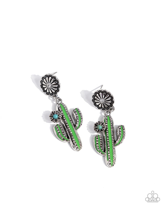 Paparazzi Earring ~ Cactus Craze - Green