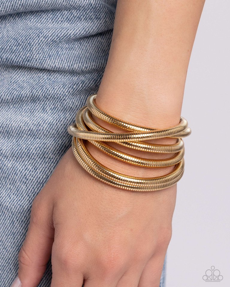 Stacked Severity - Gold - Paparazzi Bracelet Image