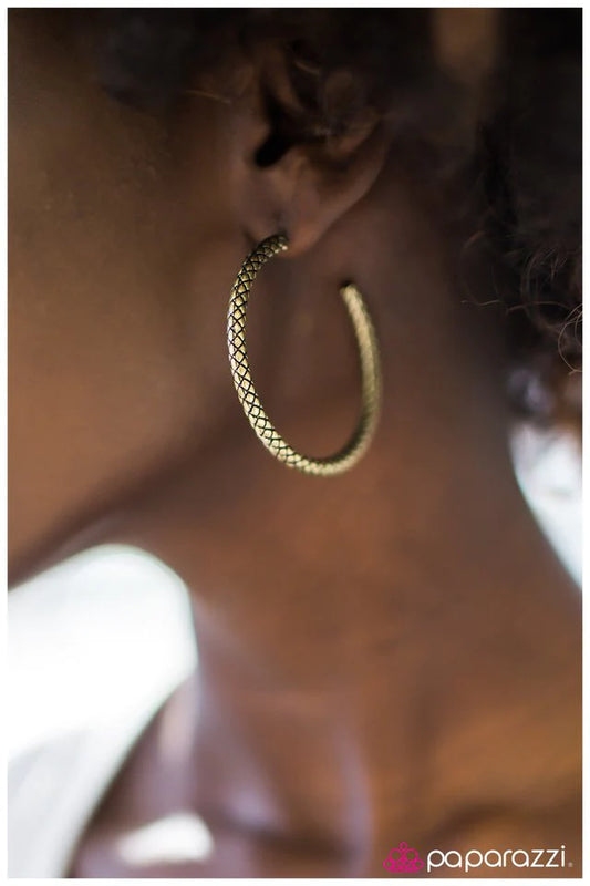 Paparazzi Earring ~ Serpentine - Brass