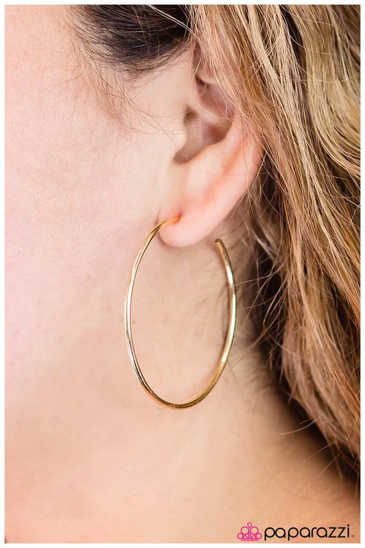 Paparazzi Earring ~ In The HOOP - Gold