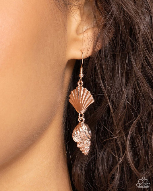SHELL, I Was In the Area - Rose Gold - Paparazzi Earring Image