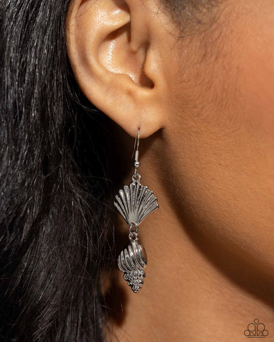 SHELL, I Was In the Area - Silver - Paparazzi Earring Image