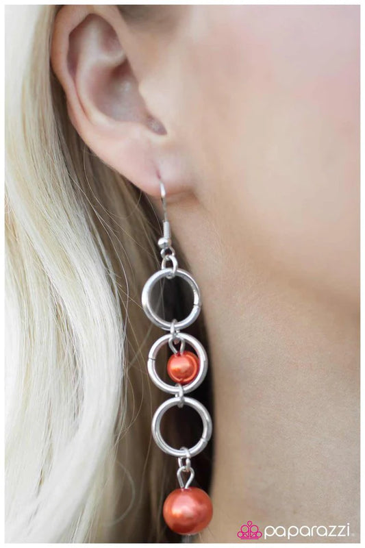 Paparazzi Earring ~ Blast Off- Orange