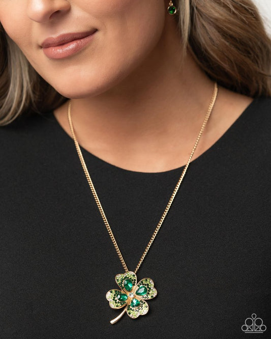 Four Leaf Fashion - Green - Paparazzi Necklace Image