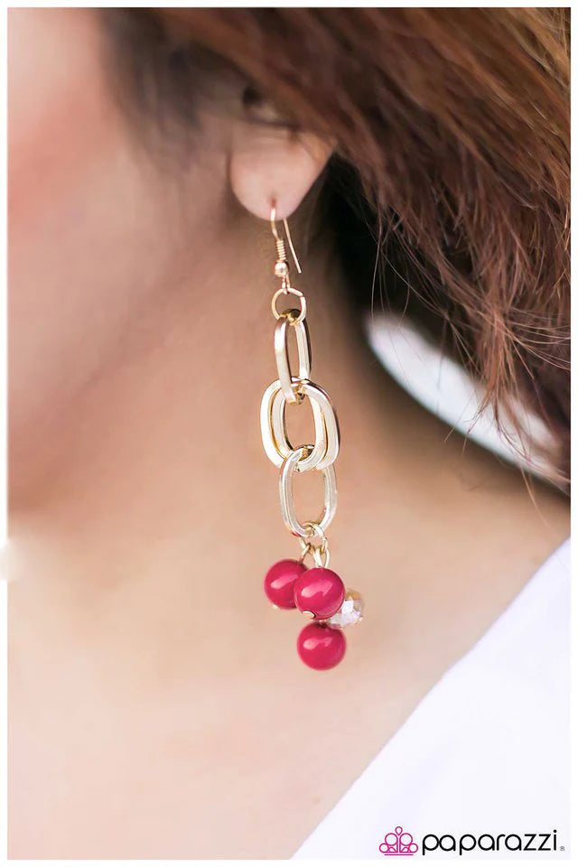 Paparazzi Earring ~ Just My Luck - Pink