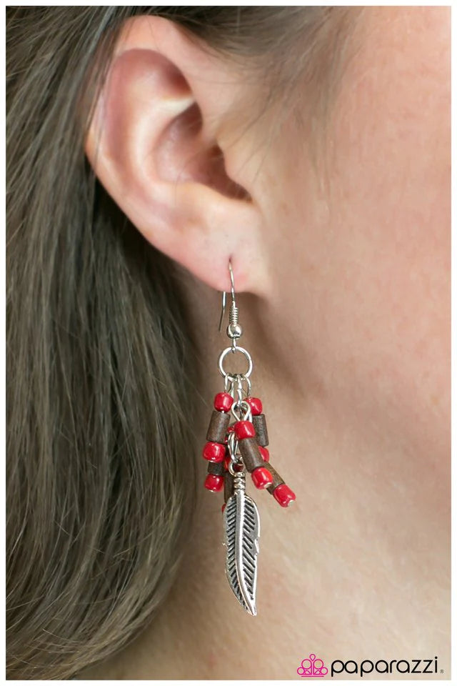 Paparazzi Earring ~ A High-Flier - Red