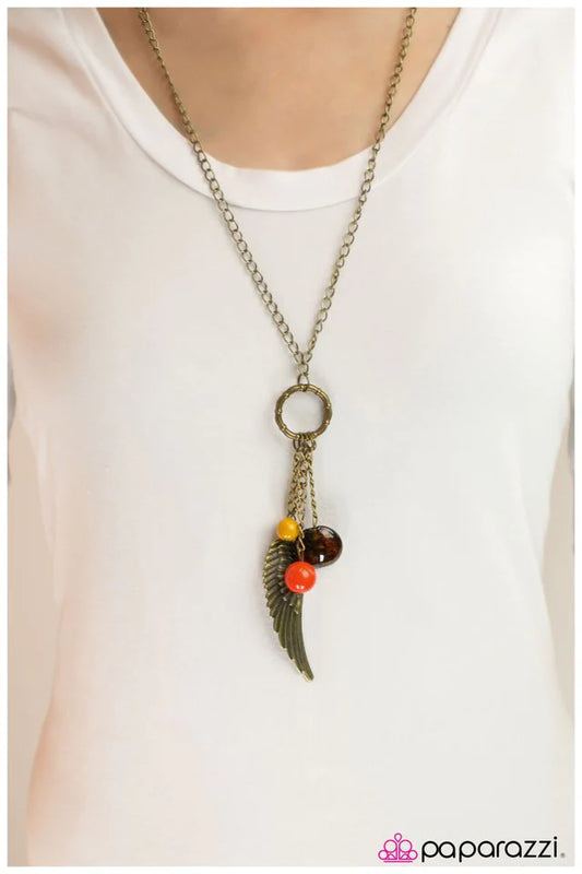 Paparazzi Necklace ~ On A Wing And A Prayer - Brass