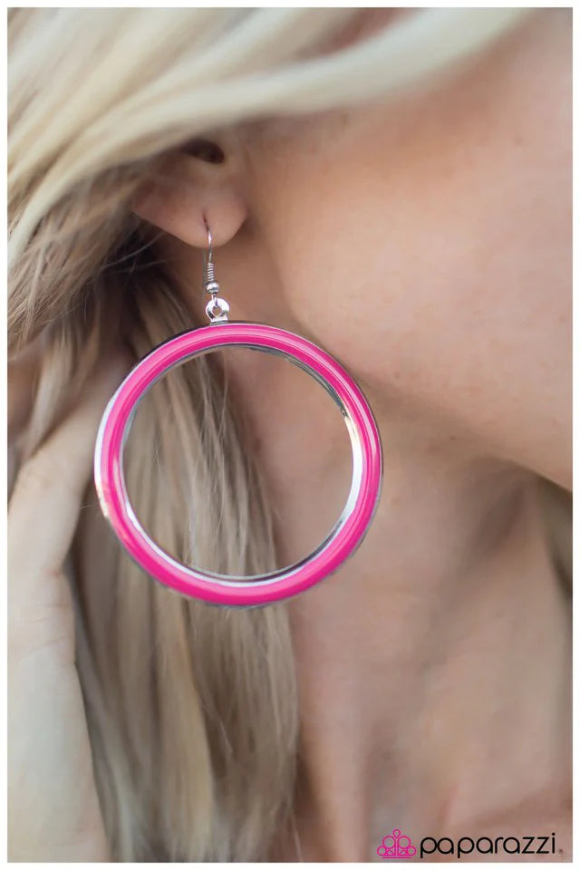 Paparazzi Earring ~ Tiny Hula Dancer - Pink