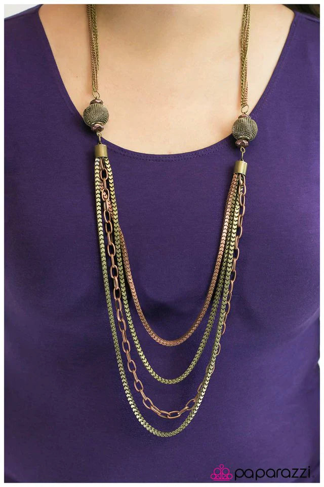 Paparazzi Necklace ~ Grand Debut - Brass