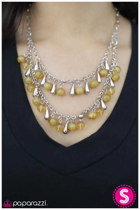 Paparazzi Necklace ~ Stop, Drop, and Roll - Yellow