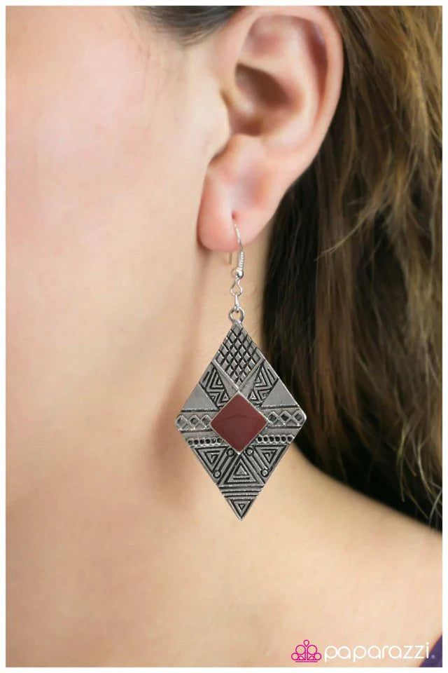 Paparazzi Earring ~ Jungle Cruz - Red