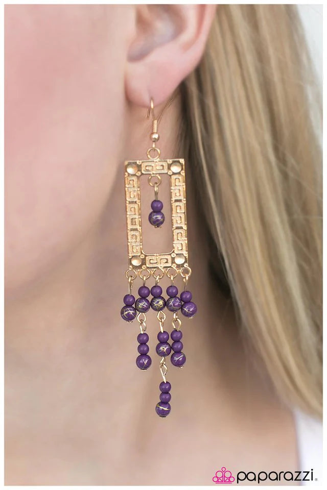 Paparazzi Earring ~ Aztec Attitude - Purple