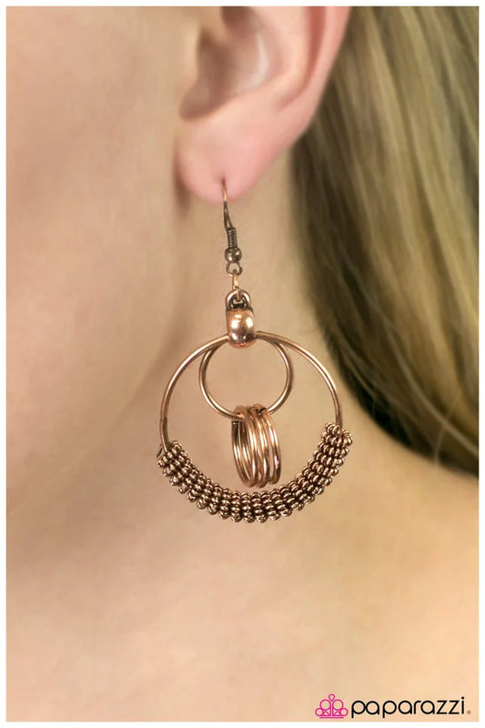 Paparazzi Earring ~ Through The Ringer - Copper